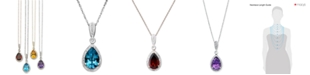 Macy's Diamond Accented Semi-Precious Pendant Necklace in 14k White, Yellow or Rose Gold